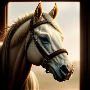 Equine Protective Muzzle: Brown Stallion with Mask