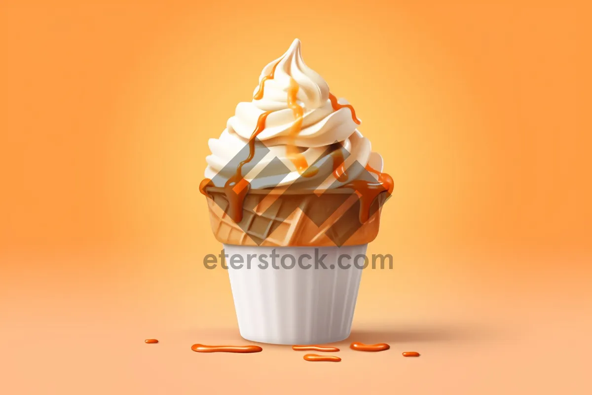 Picture of Vanilla cake cone for a sweet dessert snack.