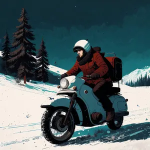 Snow Adventure: Thrilling Mountain Ride on Snowmobile