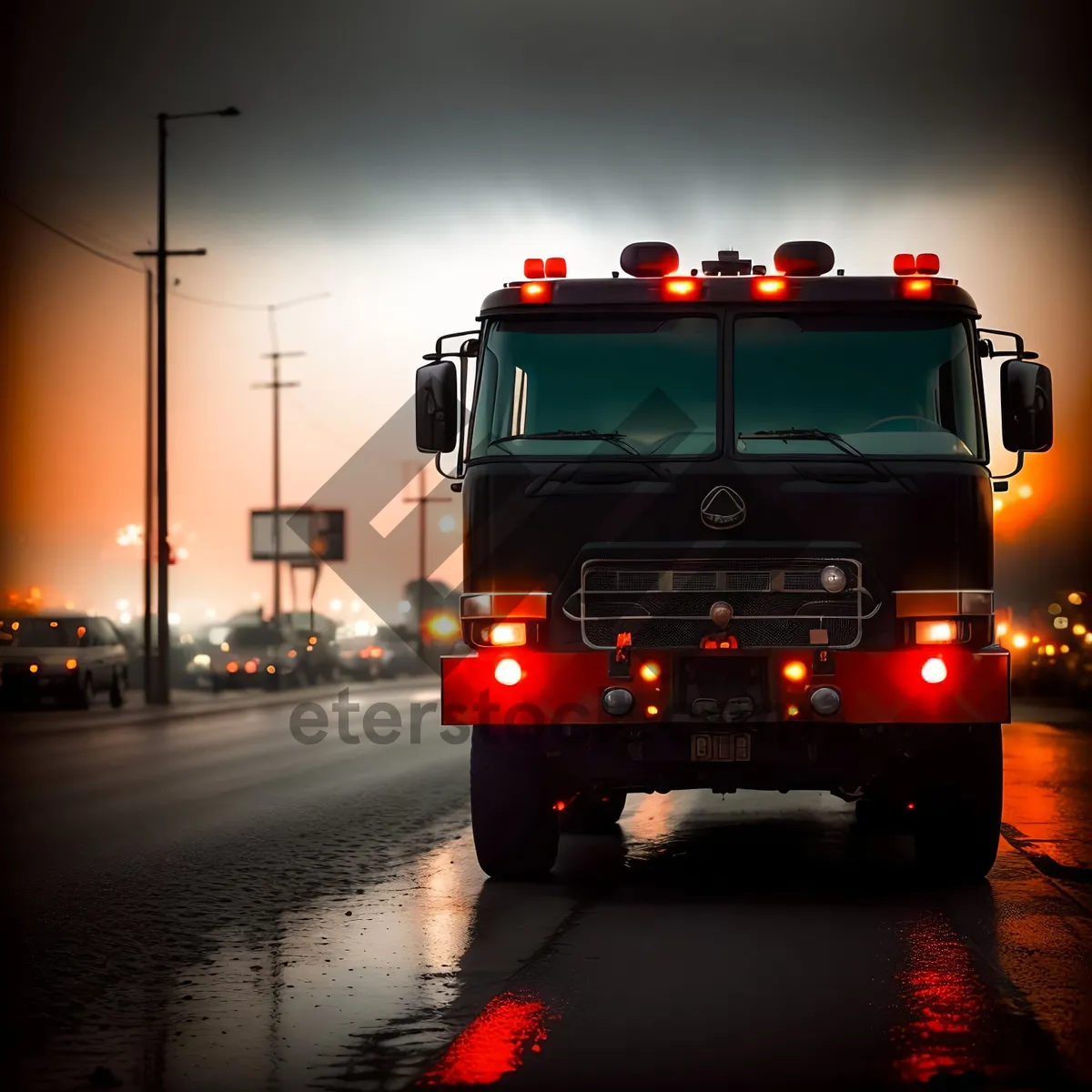 Picture of Speeding Garbage Truck on Busy Highway