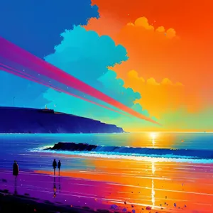 Vibrant Sunset over Serene Coastal Waters