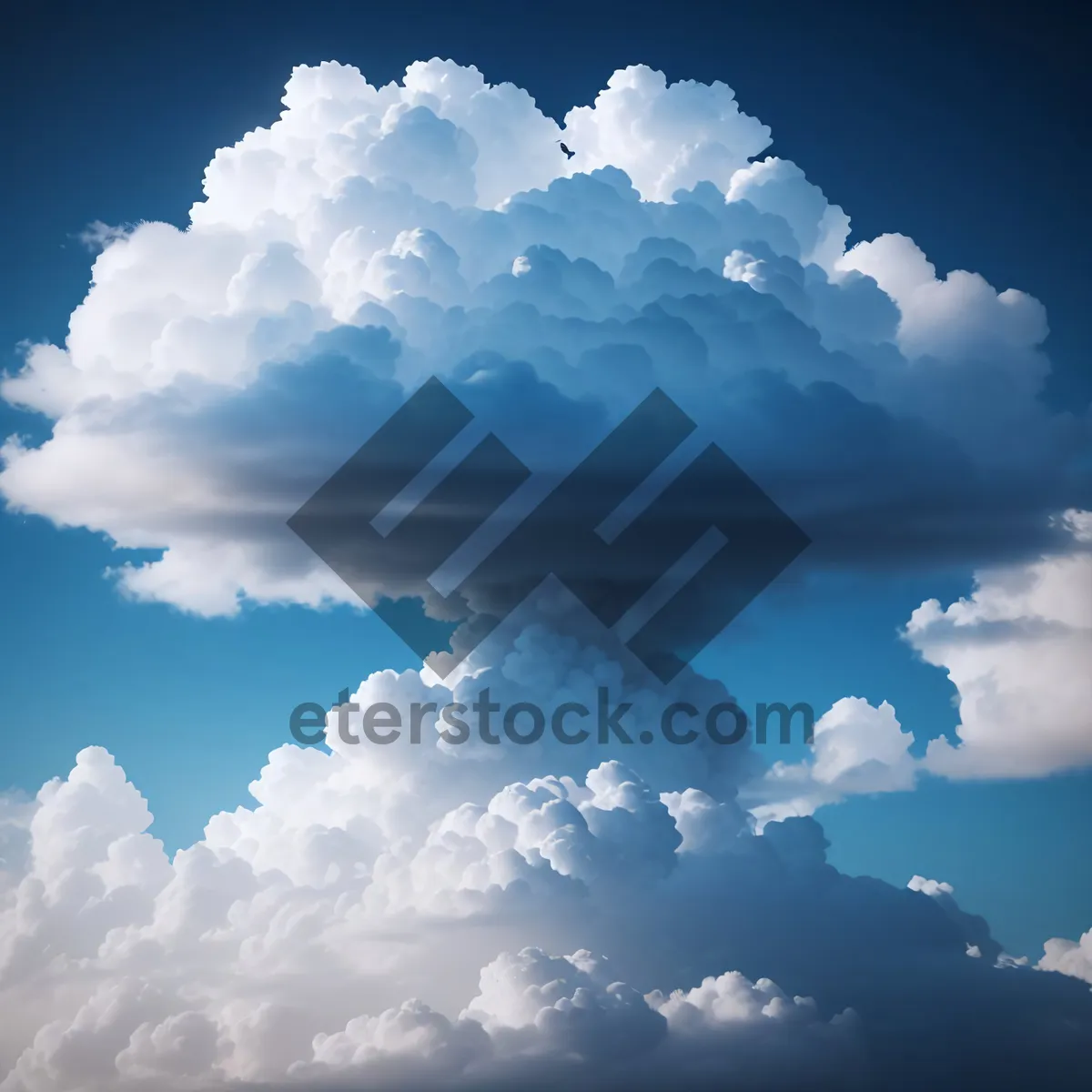 Picture of Fluffy Clouds Over Clear Blue Sky