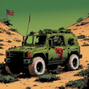 Off-Road Adventure: Military Jeep Tackling Dirt Trail