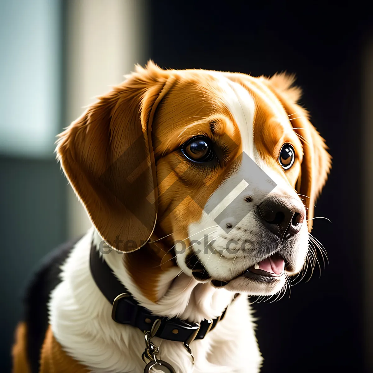 Picture of Cute Beagle Puppy on Leash: Adorable Canine Companion