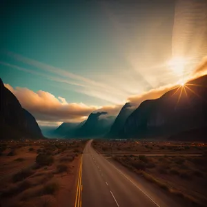 Golden Sunset over Desert Landscape