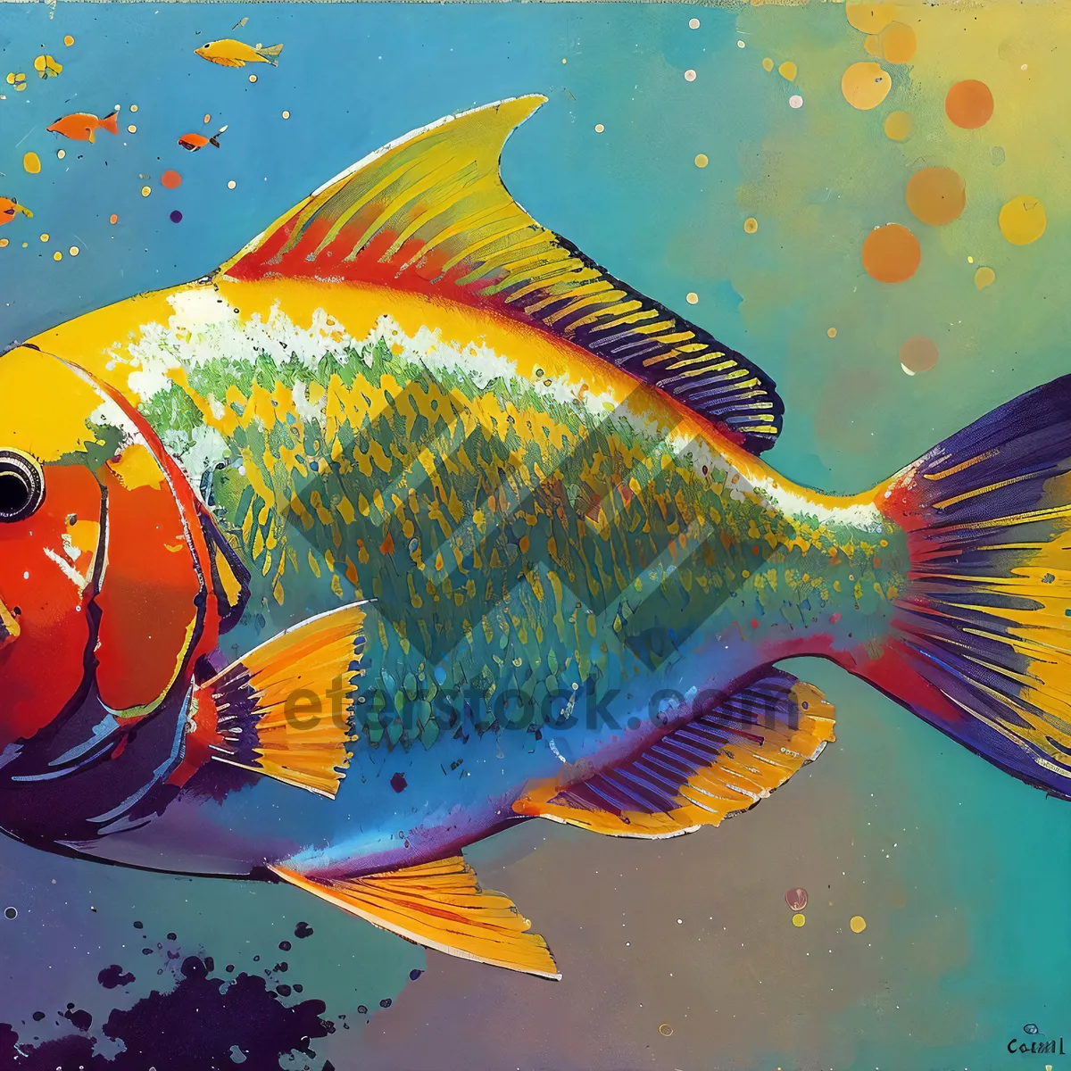 Picture of Golden Finned Aquarium Fish in Swim