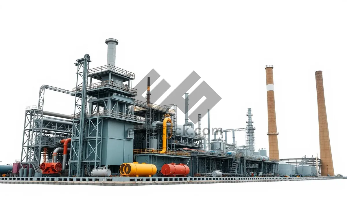 Picture of Industrial Riverscape with Factory, Tower, and Tugboat