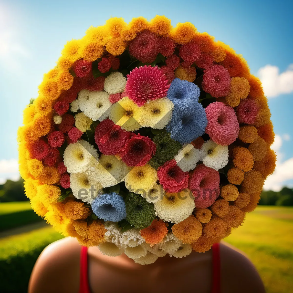 Picture of Colorful Floral Bouquet with Orange Daisy Flowers