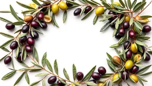 Fresh Cherry Berry Salad with Olive Leaf Decoration