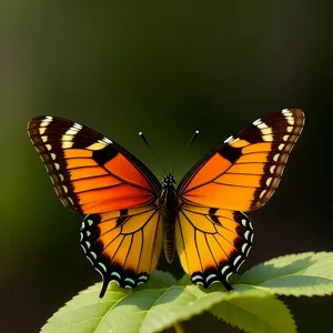 Colorful Winged Monarch Butterfly Perching on Pink Flower