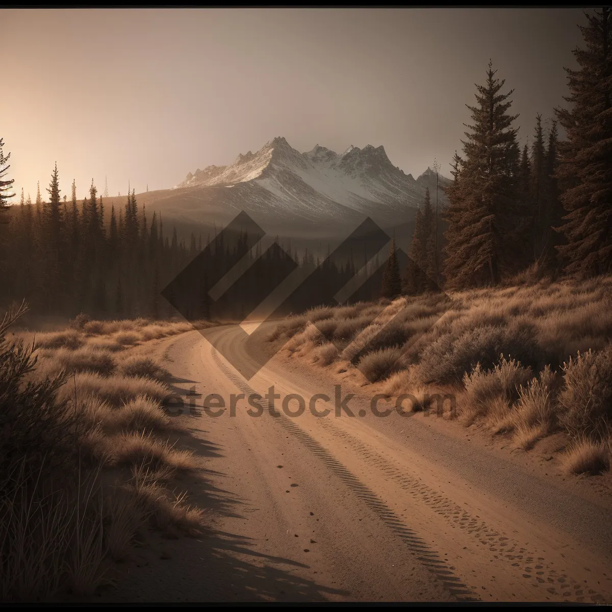 Picture of Snowy Mountain Landscape with Scenic Road