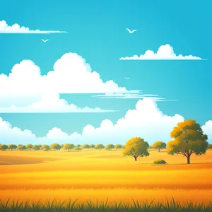 Vibrant Skies Over Lush Meadow Landscape