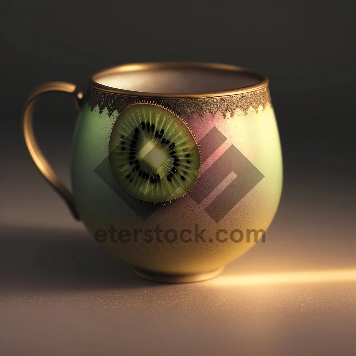 Picture of Morning Caffeine Boost - Brown Ceramic Coffee Mug on Saucer