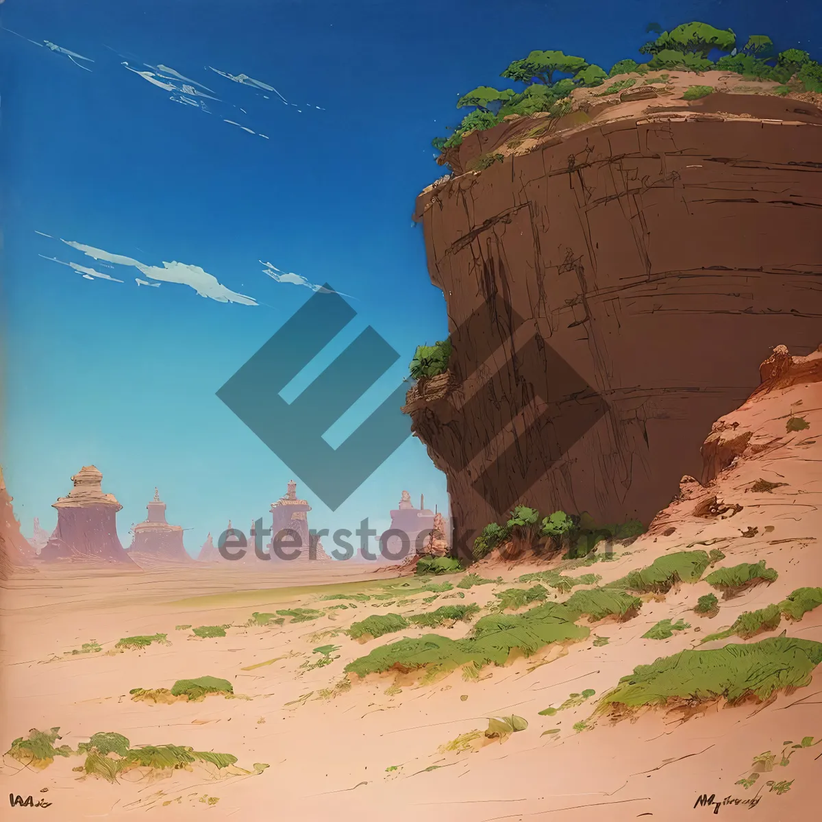 Picture of Dramatic Southwest Desert Landscape with Orange Sandstone Formation