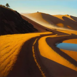 Sandy Dunes At Sunset: Majestic Desert Landscape