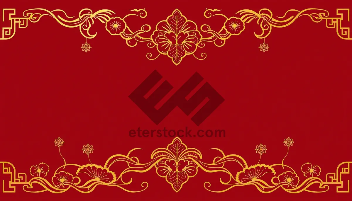 Picture of Floral Holiday Border Decoration with Holly Swirls