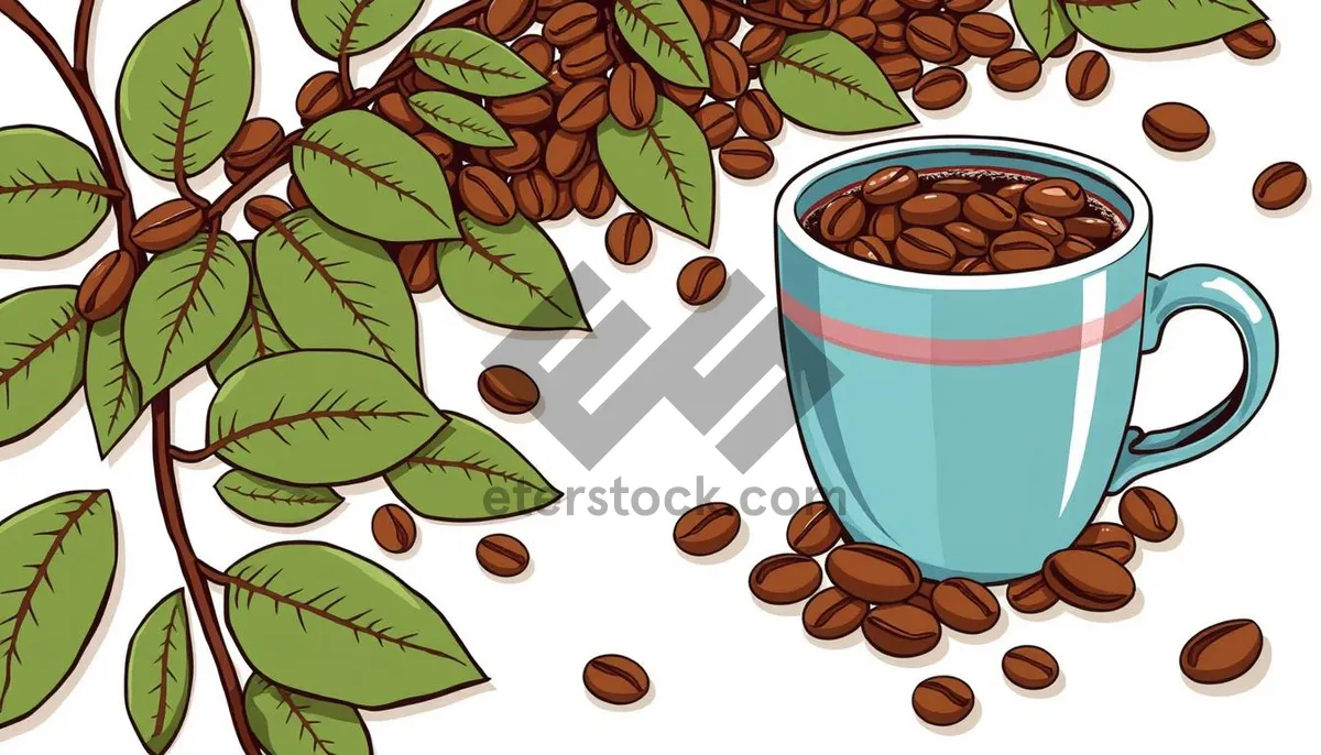 Picture of Hot espresso coffee in brown mug for breakfast