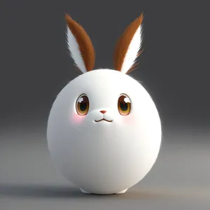 Easter Bunny with 3D Rabbit Ear Symbol on Egg Sphere