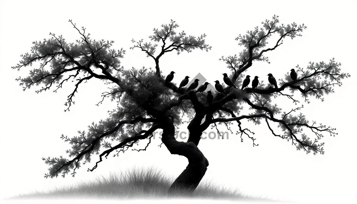 Picture of Silhouetted oak tree against a clear sky