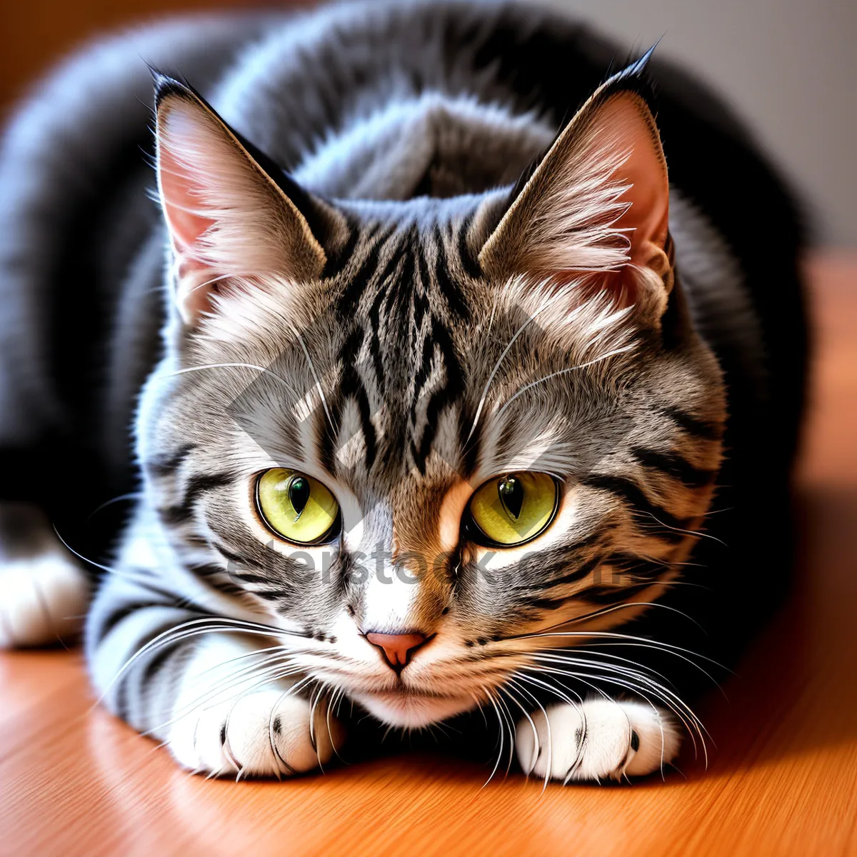 Picture of Furry Fluffball - Adorable Tabby Kitten with Curious Eyes