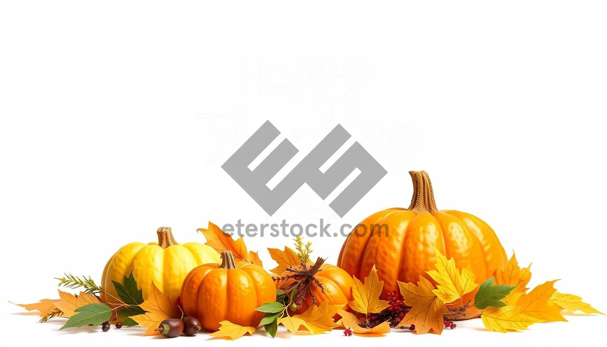 Picture of Autumn harvest arrangement of pumpkins and orange squash