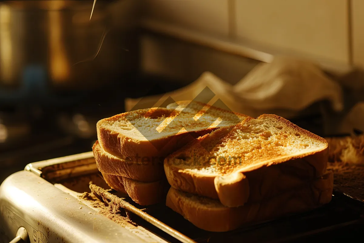 Picture of Freshly Baked Wheat Bread Slice With Crispy Crust