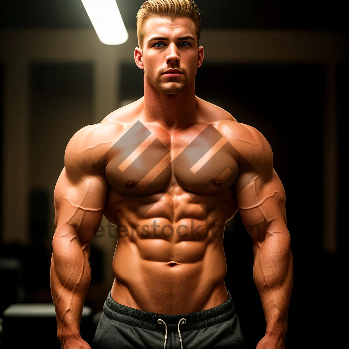 Picture of Muscular Male Fitness Model Posing in Studio