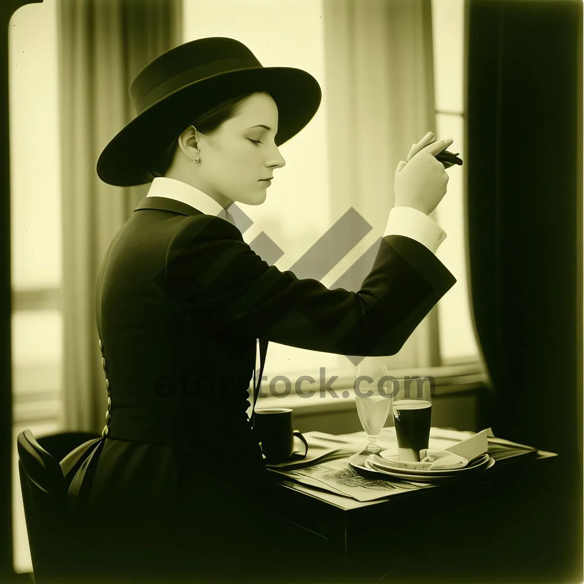 Picture of Professional lady working on laptop in home office.