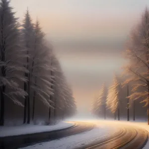 Winter Wonderland: Serene Snow-Covered Mountain Road