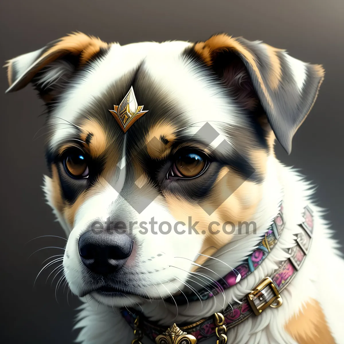 Picture of Adorable Brown Border Collie Puppy in Studio Portrait