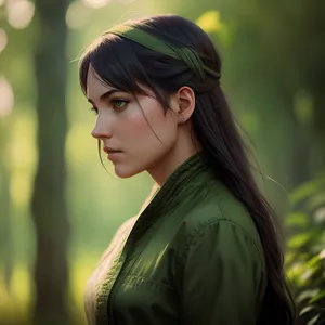 Cheerful young woman smiling happily in the park