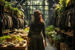 Attractive woman smiling in front of greenhouse structure