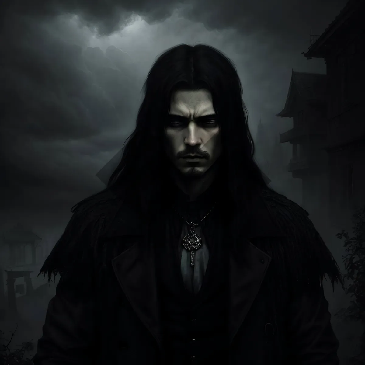 Picture of Fashion model in black mask and robe.