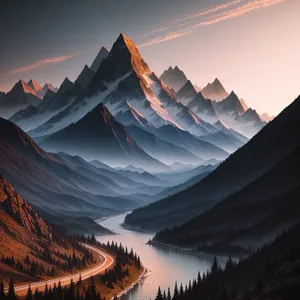 Majestic Peak: Tranquil Mountain Landscape Reflection