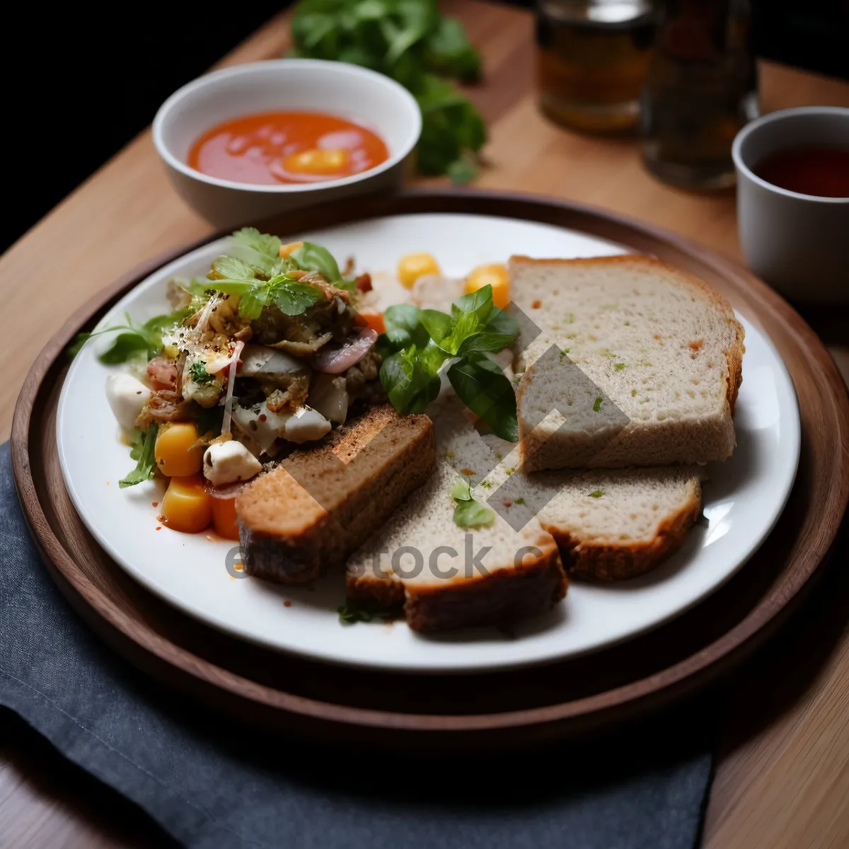 Picture of Delicious grilled beef steak with fresh salad and vegetables
