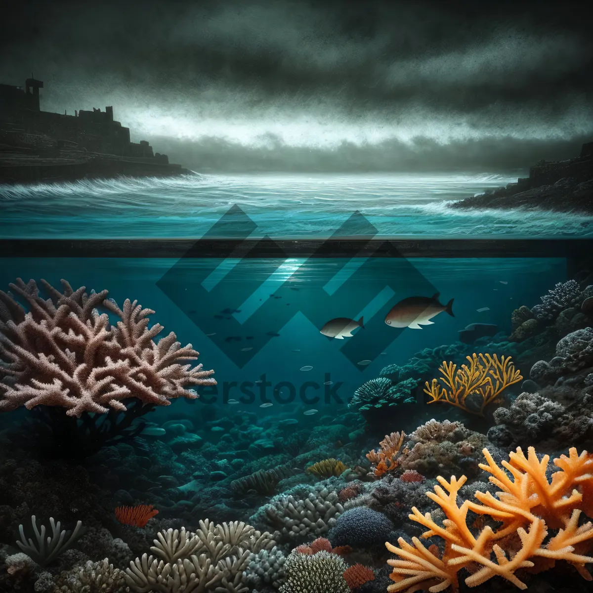 Picture of Vibrant Coral Reef Teeming with Marine Life