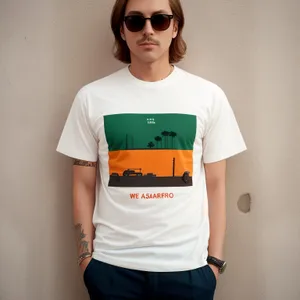 Smiling Fashionable Model in Casual Jersey Shirt