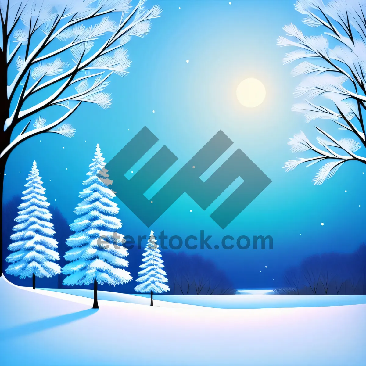 Picture of Winter Wonderland: Festive Evergreen with Snowflake Star