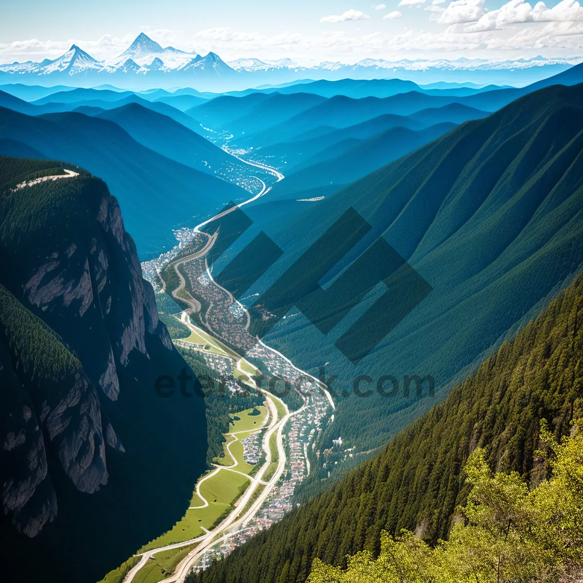 Picture of Serene mountain lake reflecting striking glacier