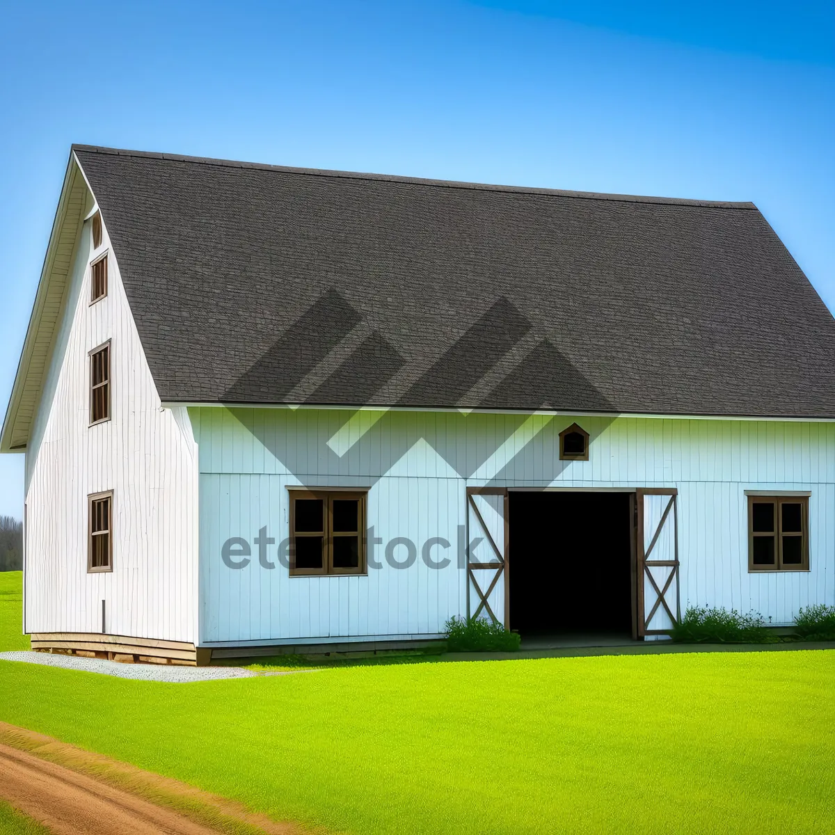 Picture of Modern architectural masterpiece with scenic countryside backdrop