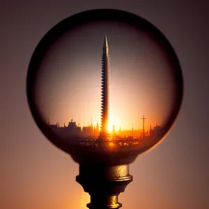 Glass Lampshade with Illuminating Light Bulb