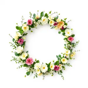 Floral Spring Design Element with Leaves and Swirls