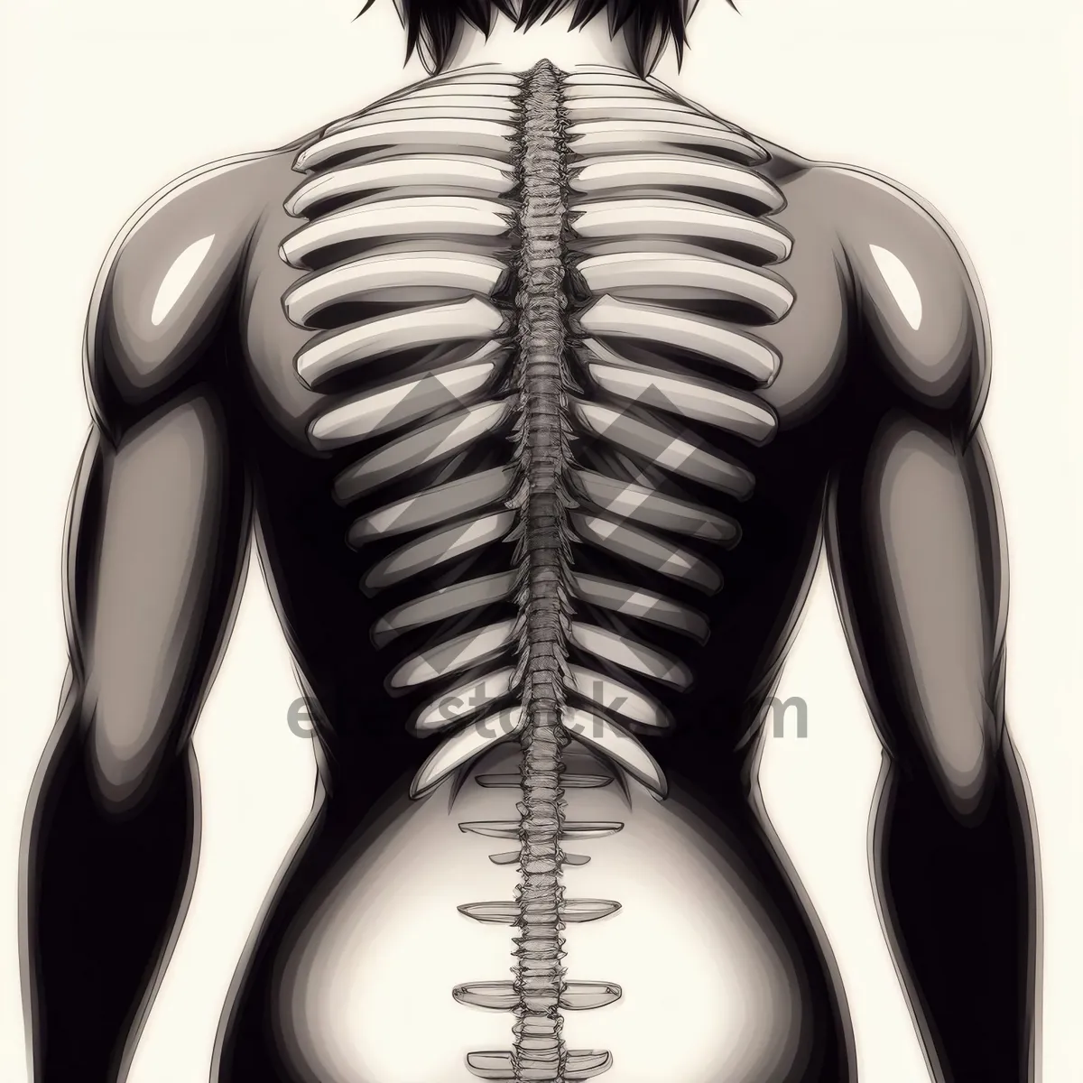 Picture of Black Fashion Model with Attractive Spine