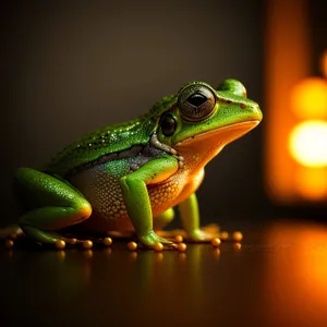 Vibrant-eyed Tree Frog on Leaf