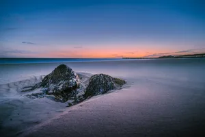 Tropical Bay Sunset Skyline Paradise Beachscape