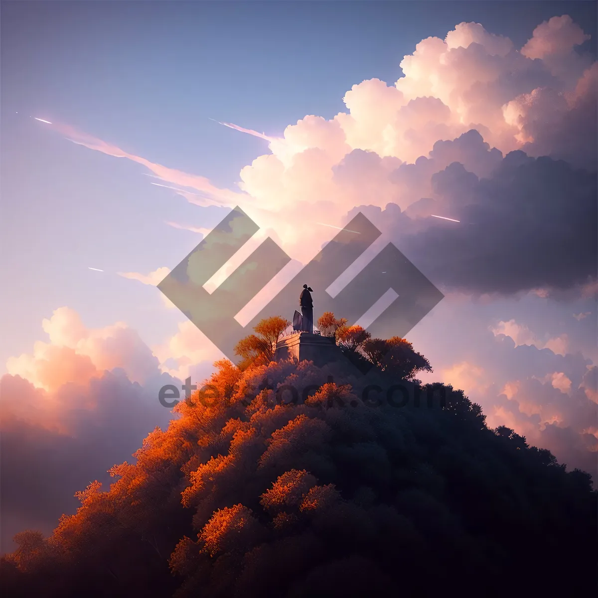Picture of Golden Horizon: Majestic sunset over mountains