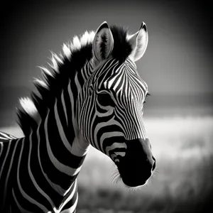 Wild Zebra Grazing in African Grasslands