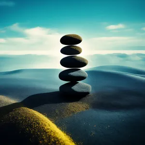 Tranquil Stone Stack by the Seashore