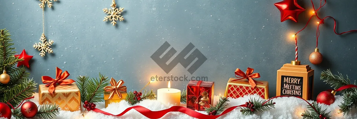 Picture of Festive holiday tree with gold candles and ornaments.