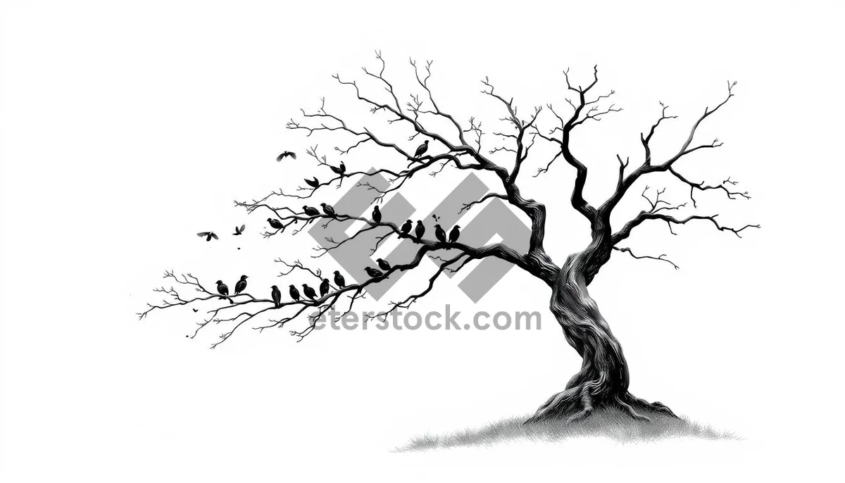 Picture of Silhouette of Oak Tree Against Sky in Season